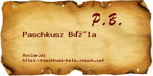 Paschkusz Béla névjegykártya